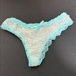 Lace Trimmed Gray and Blue Women's Panties